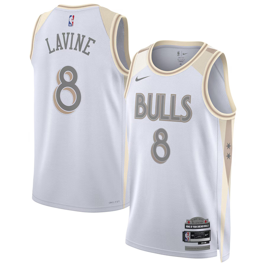 Men Chicago Bulls #8 Zach LaVine Nike White City Edition 2024-25 Swingman Player NBA Jersey